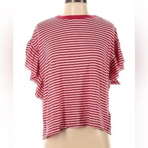 Velvet by Graham & Spencer NWT Red and White Striped Short Sleeve Top, Small